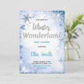Winter Baby Shower Einladungen Blue (Stehend Vorderseite)