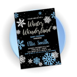 Winter Baby Shower Einladungen Blue Black
