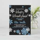Winter Baby Shower Einladungen Blue Black (Stehend Vorderseite)