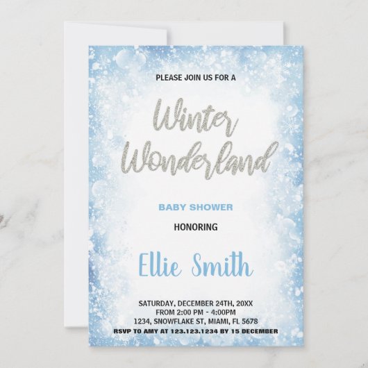 Winter Baby Shower Einladungen Blue Cloud (Vorderseite)