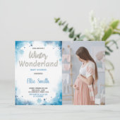 Winter Baby Shower Einladungen Blue Cloud Foto (Stehend Vorderseite)