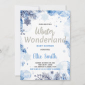 Winter Baby Shower Einladungen Blue Glitzer Silver (Vorderseite)