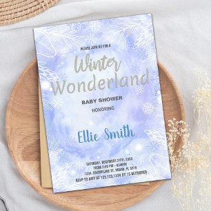 Winter Baby Shower Einladungen Blue Glitzer Silver