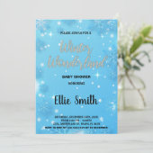 Winter Baby Shower Einladungen Blue Silver (Stehend Vorderseite)