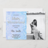 Winter Baby Shower Einladungen Blue Silver w Foto (Vorderseite)