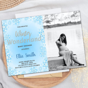 Winter Baby Shower Einladungen Blue Snow Foto