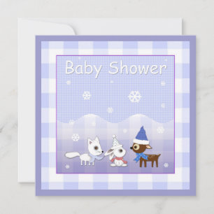 Winter-Baby-Shower-Einladungen Fuchs Hase Reh Einladung