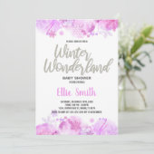 Winter Baby Shower Einladungen Glitzer Silver (Stehend Vorderseite)