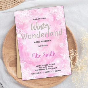 Winter Baby Shower Einladungen Glitzer Silver