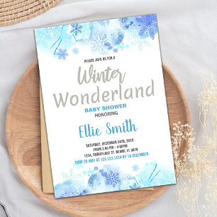 Winter Baby Shower Einladungen Silberner Glitzer