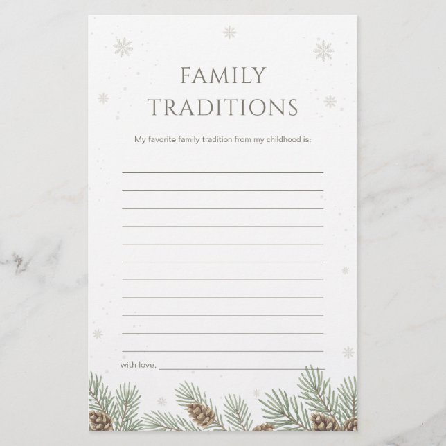 Winter Baby Shower Family Traditions Game (Vorderseite)