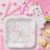 Winter Baby Shower Girl Pink Snowflake Pappteller (Party)