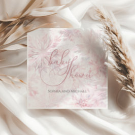 Winter Baby Shower Girl Pink Snowflake Serviette