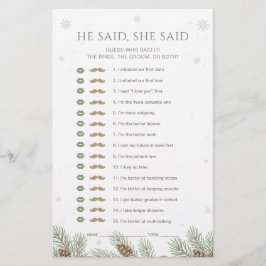 Winter Baby Shower He Said She Said Game