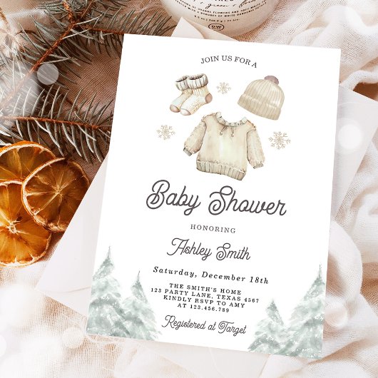 Winter Baby Shower Invite cold Outside Christmas Einladung