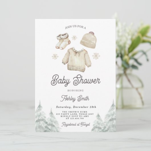 Winter Baby Shower Invite cold Outside Christmas Einladung (Stehend Vorderseite)