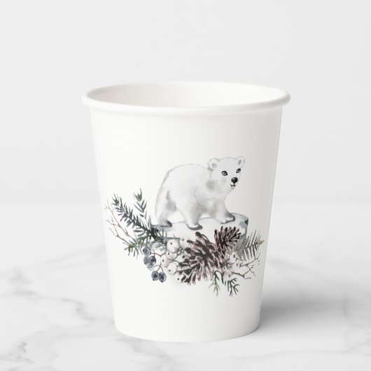 Winter Baby Shower Polar Bear Pappbecher (Rückseite)
