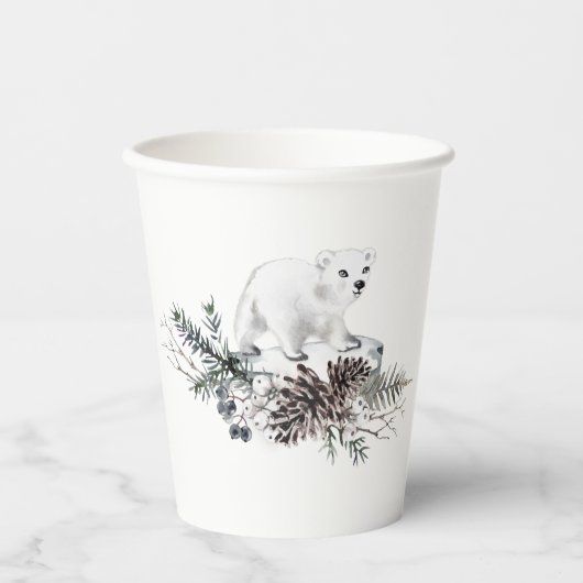 Winter Baby Shower Polar Bear Pappbecher (Vorderseite)