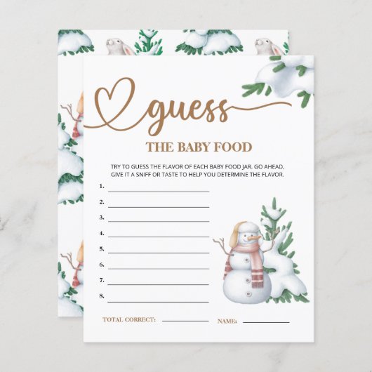 Winter Baby Shower Raten Sie die Baby Food Cames (Vorne/Hinten)