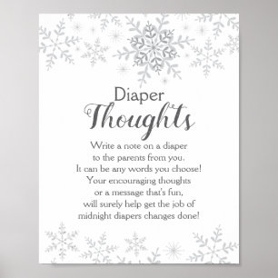 Winter Baby Shower Snowflakes Windeln Gedanken sig Poster