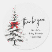 Winter Baby Shower Thank You – Editable Text Runder Aufkleber (Vorderseite)