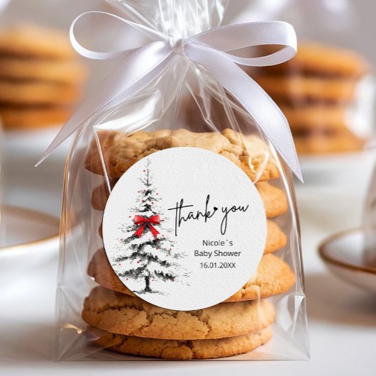 Winter Baby Shower Thank You – Editable Text Runder Aufkleber