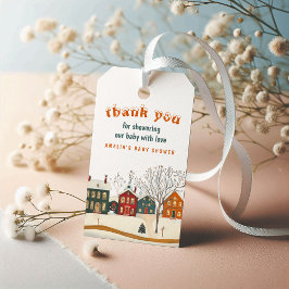 Winter Baby Shower Thank You Snowy Village Favor Geschenkanhänger