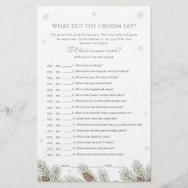 Winter Baby Shower What Did the Groom Say Game