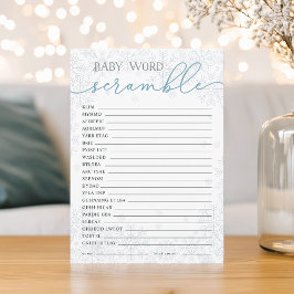 Winter Baby Shower Word Scramble Game Card Hinweiskarte