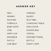 Winter Baby Shower Word Scramble Game Card Hinweiskarte