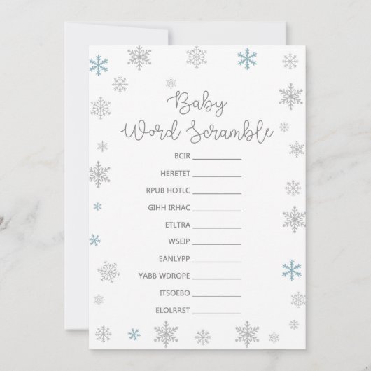 Winter Baby Showgame mit Antwort auf die 12x18 Einladung (Vorderseite)