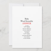 Winter Baby Showgame mit Antwort auf die 12x18 Einladung (Rückseite)