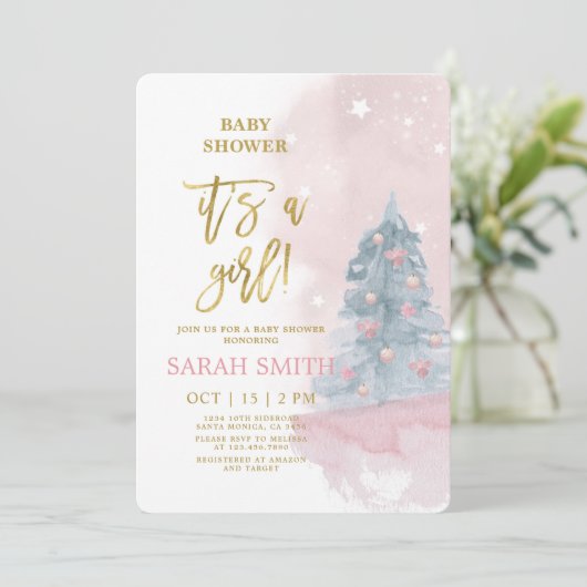 Winter Baby Showgirl Einladung (Stehend Vorderseite)