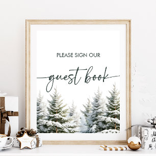 Winter Baby ShowGuest Book Sign Poster