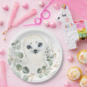 Winter Baby Siegel Greenery Gold Wreath Geburtstag Pappteller (Party)