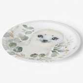 Winter Baby Siegel Greenery Gold Wreath Geburtstag Pappteller (Schrägansicht)