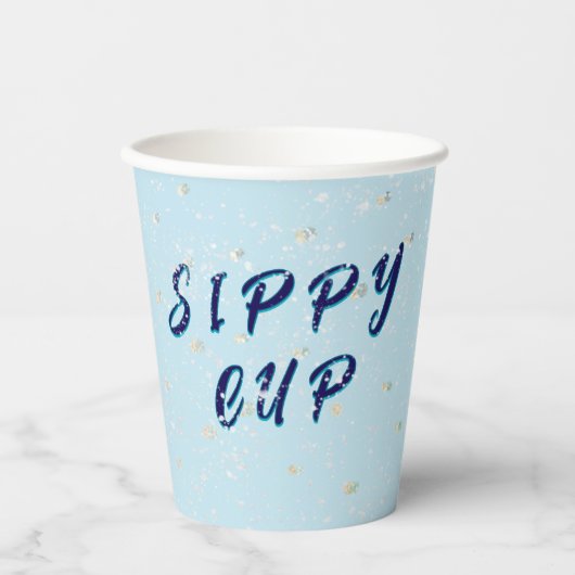 Winter Baby Sprinkle | Blauer Schneefall Pappbecher (Vorderseite)