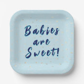 Winter Baby Sprinkle | Blauer Schneefall Pappteller (Vorderseite)