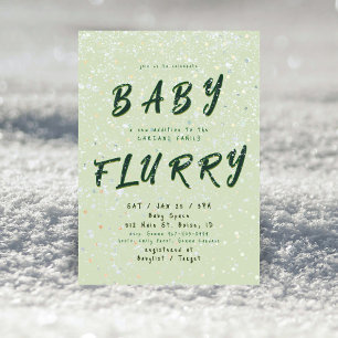 Winter-Baby-Sprinkle Grüner Schneegestöber Einladung