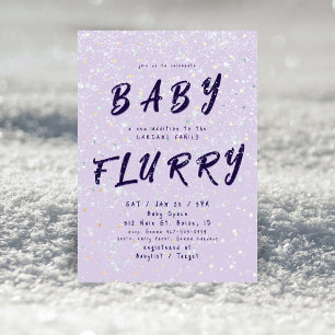 Winter Baby Sprinkle Lila Schneefall Einladung