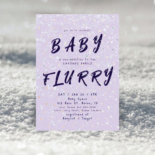 Winter Baby Sprinkle | Lila Schneefall Einladung