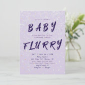 Winter Baby Sprinkle | Lila Schneefall Einladung (Stehend Vorderseite)