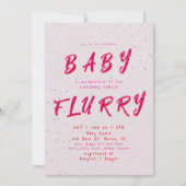 Winter Baby Sprinkle | Rosa Schneeflocken Einladung (Vorderseite)