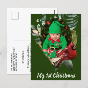 Winter Baby Weihnachts Foto Geburtshaus Ankündigun Postkarte