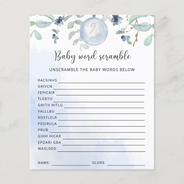 Winter Baby Word Scramble | Baby Showspiel (Vorderseite)