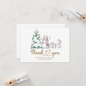 Winter Babydusche Dankeschön Karte (Vorderseite/Rückseite Beispiel)