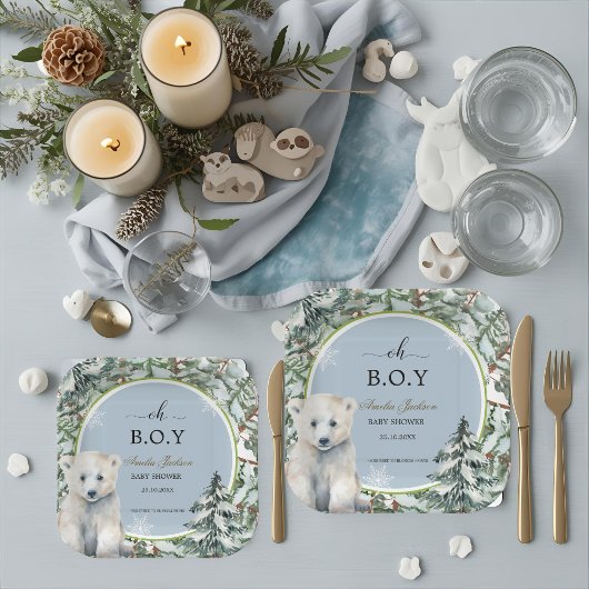 Winter Babydusche Einladungen Pappteller