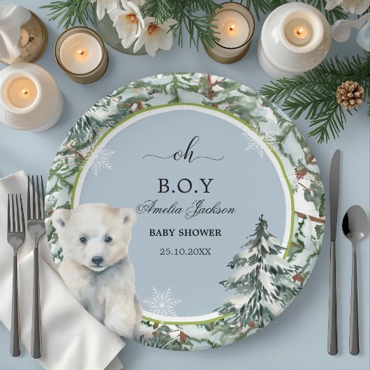 Winter Babydusche Einladungen Pappteller