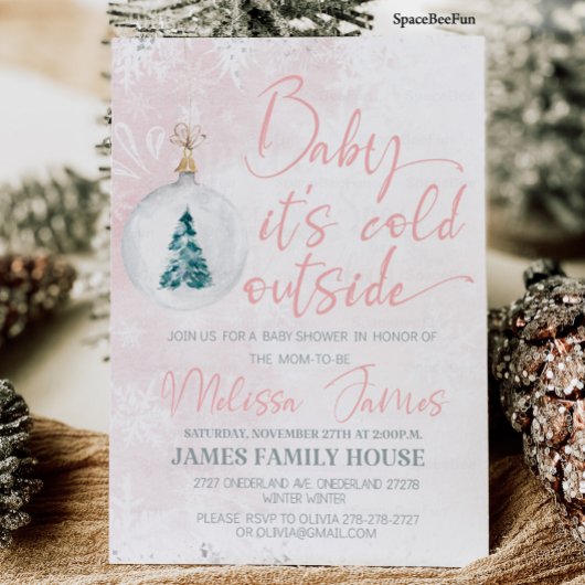 Winter Babydusche Girl Baby es ist kalt draußen Einladung