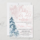 Winter Babydusche Girl Baby es ist kalt draußen Einladung (Vorderseite)